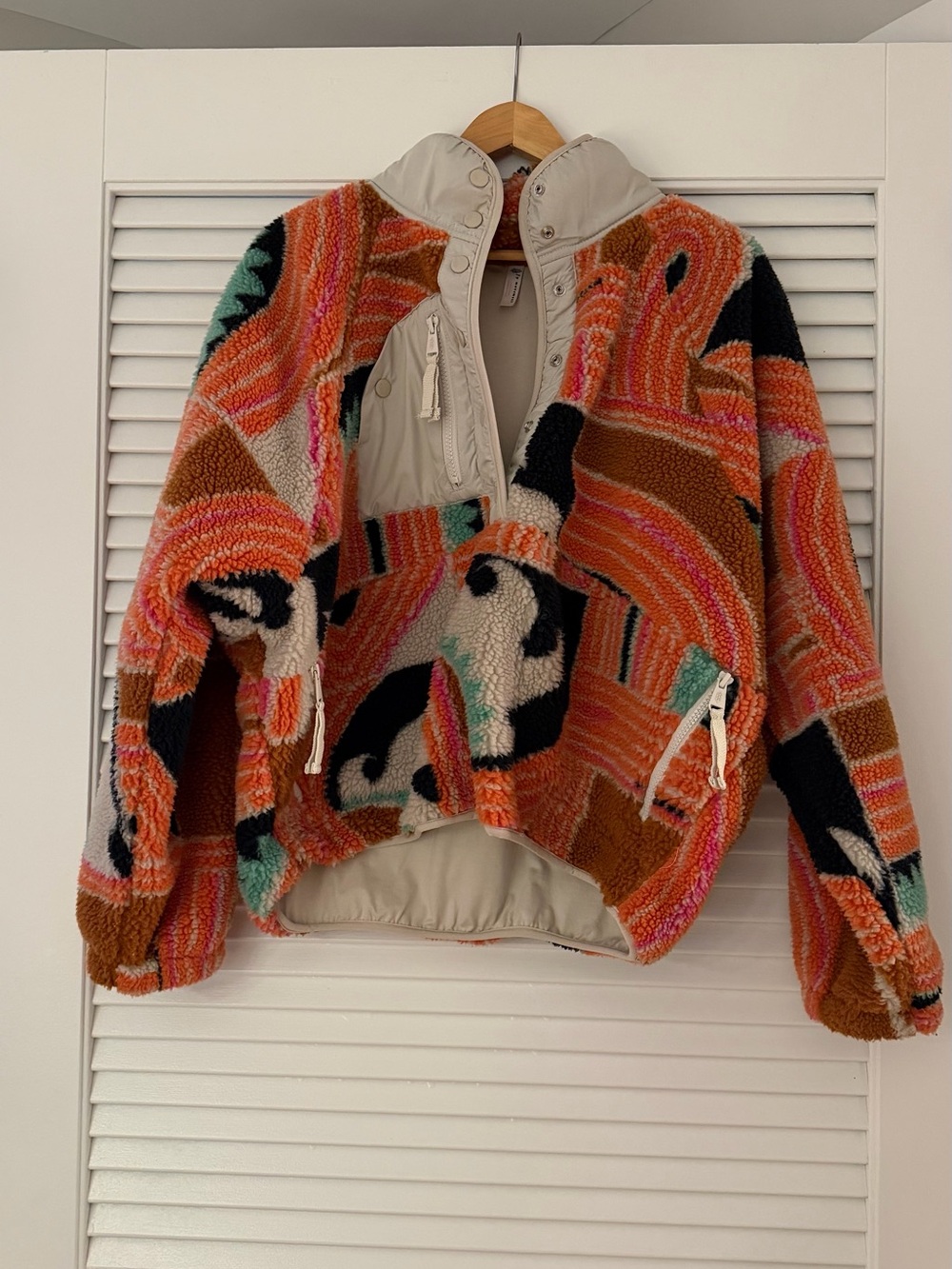 Free People Movement Colorblock Sherpa Jacket in Orange Multi